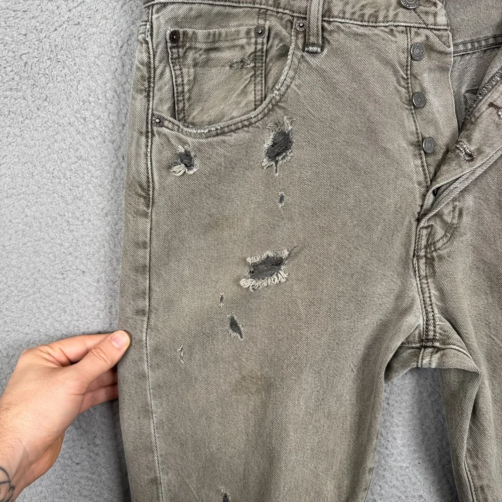 Levis Jeans Mens 32x32 Gray‎ 501 CT Distressed Grunge Punk Goth Indie Denim